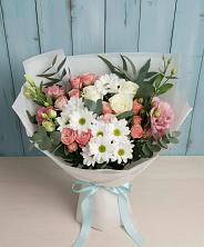 Букет цветов из:  Розы, Лизиантусы и Хризантемы в Полевском Свердловская область
