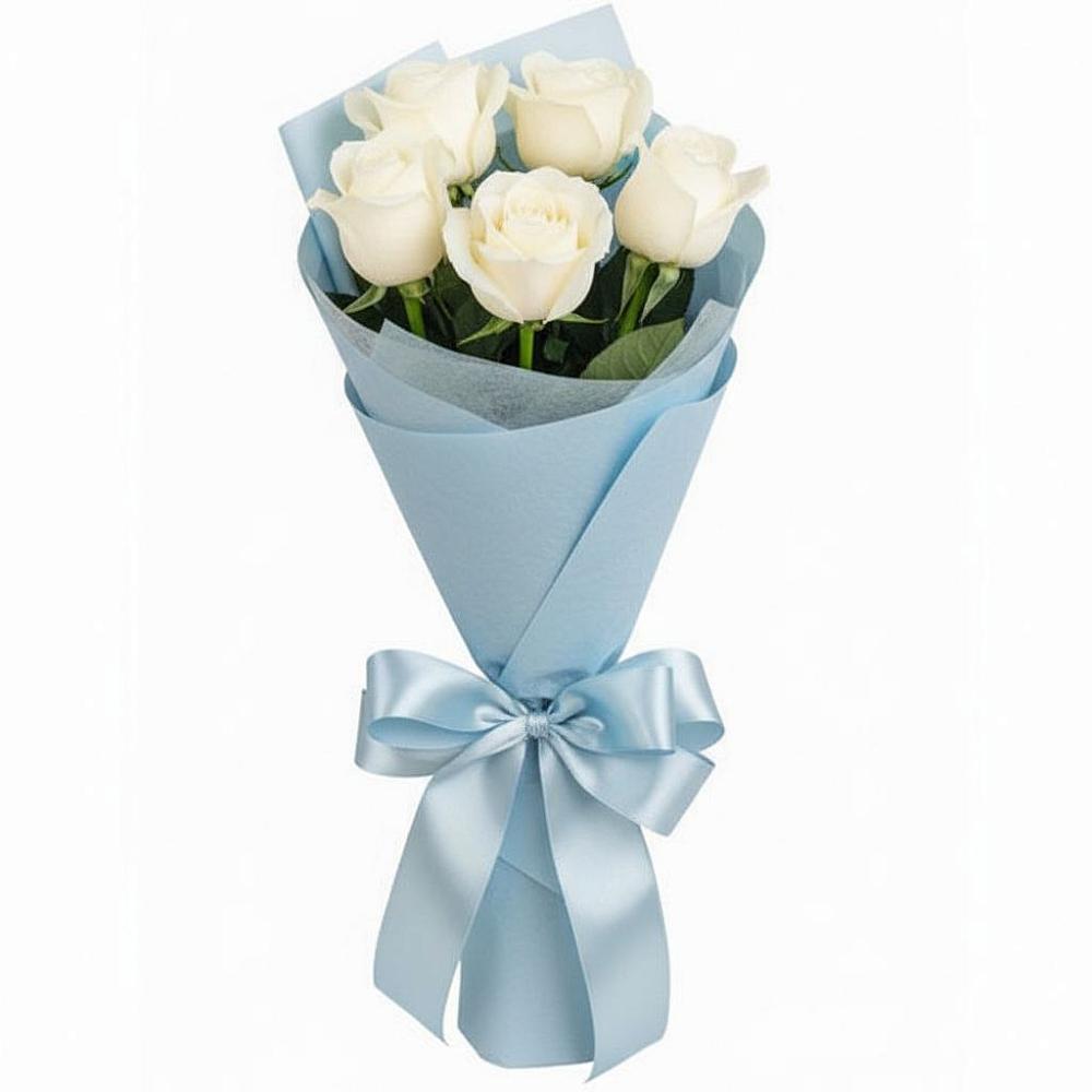 Букет 5 Белых роз Проуд в Полевском Свердловская область