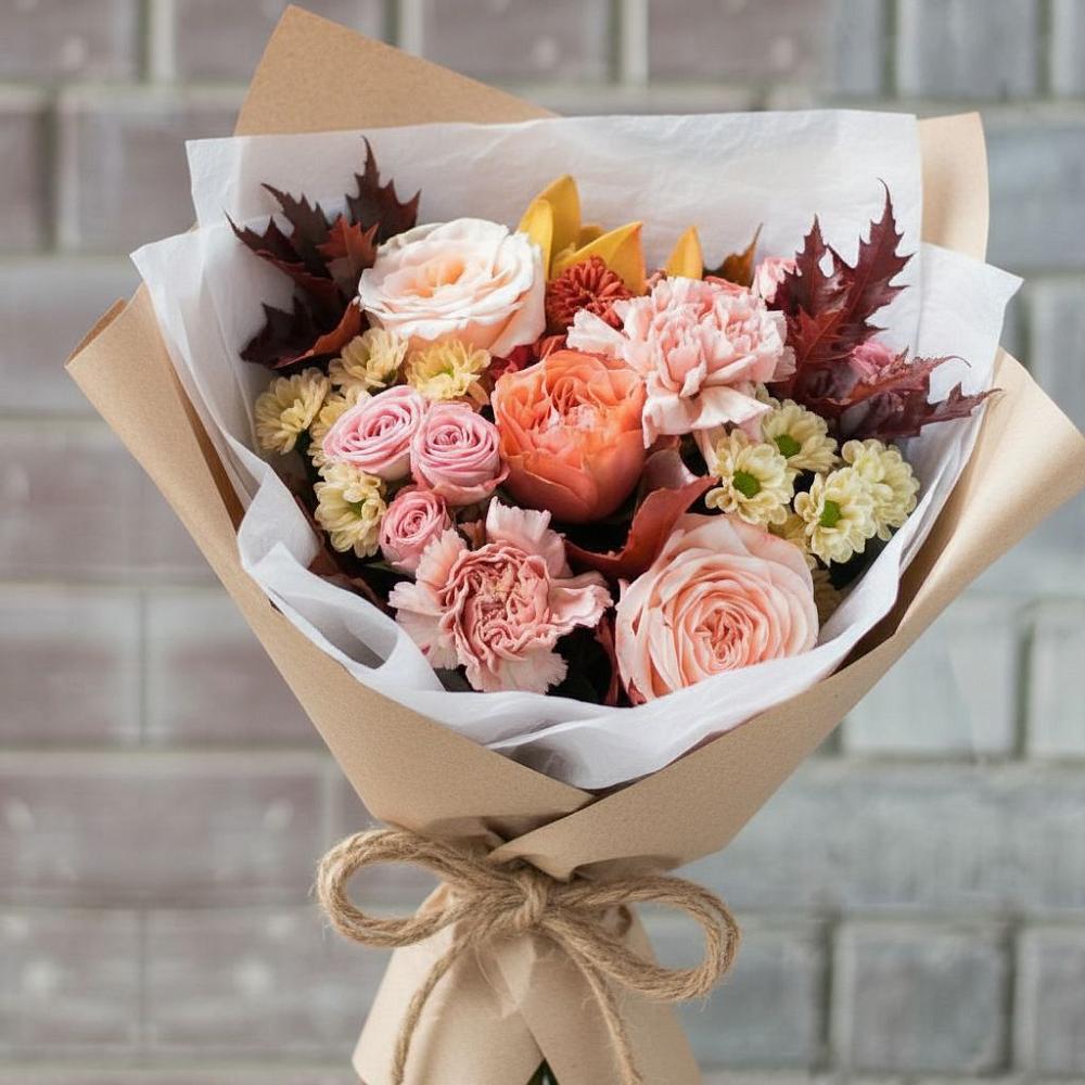 Букет цветов из: Гвоздики, Хризантемы и Розы в Полевском Свердловская область