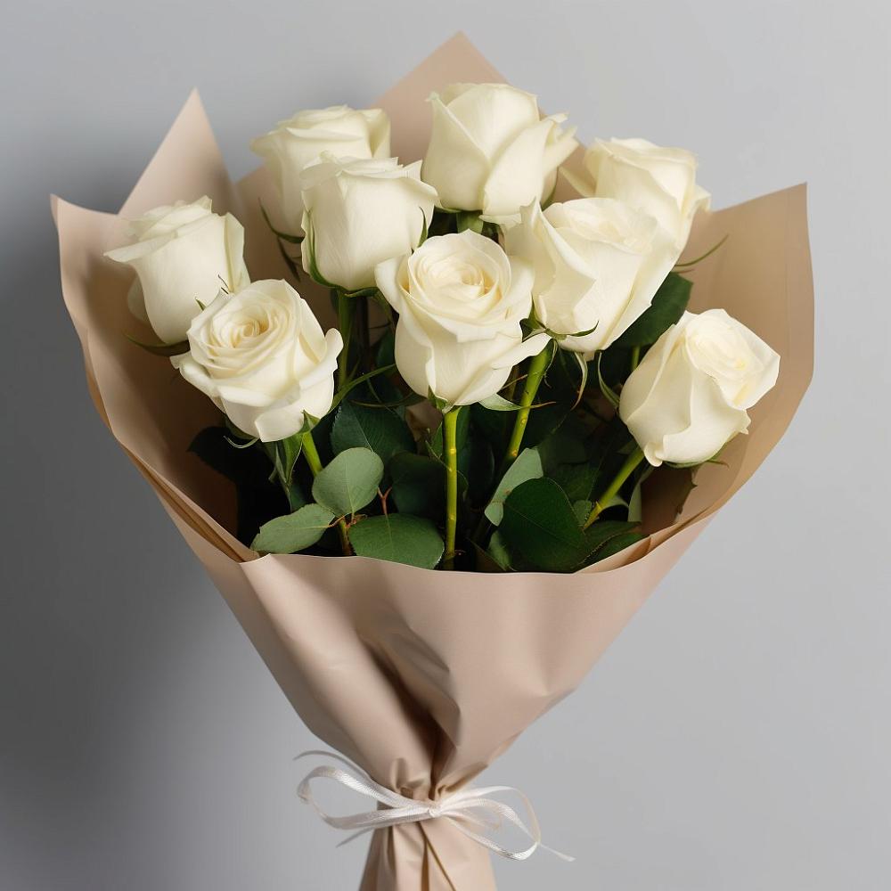 Букет 9 Белых роз Эдлесс Лав в Полевском Свердловская область