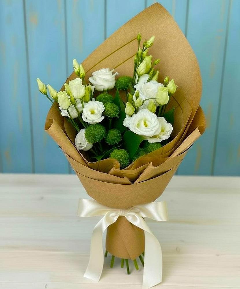 Букет цветов из: Хризантемы и Лизиантусы в Полевском Свердловская область