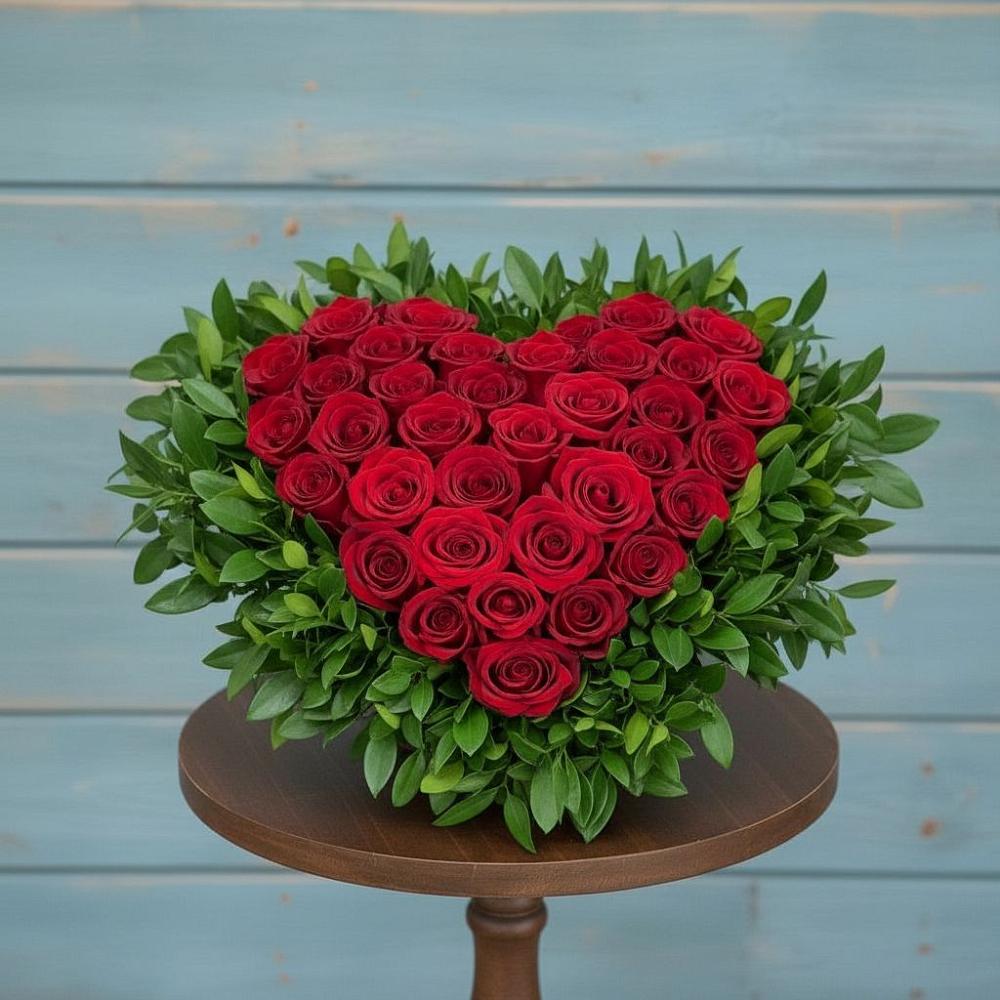 Цветочная композиция из Розы в виде сердца в Полевском Свердловская область