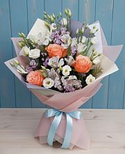 Букет цветов из:  Лизиантусы, Розы, Альстромерии и Гипсофила #REPLACE_PRED# Полевском Свердловская область