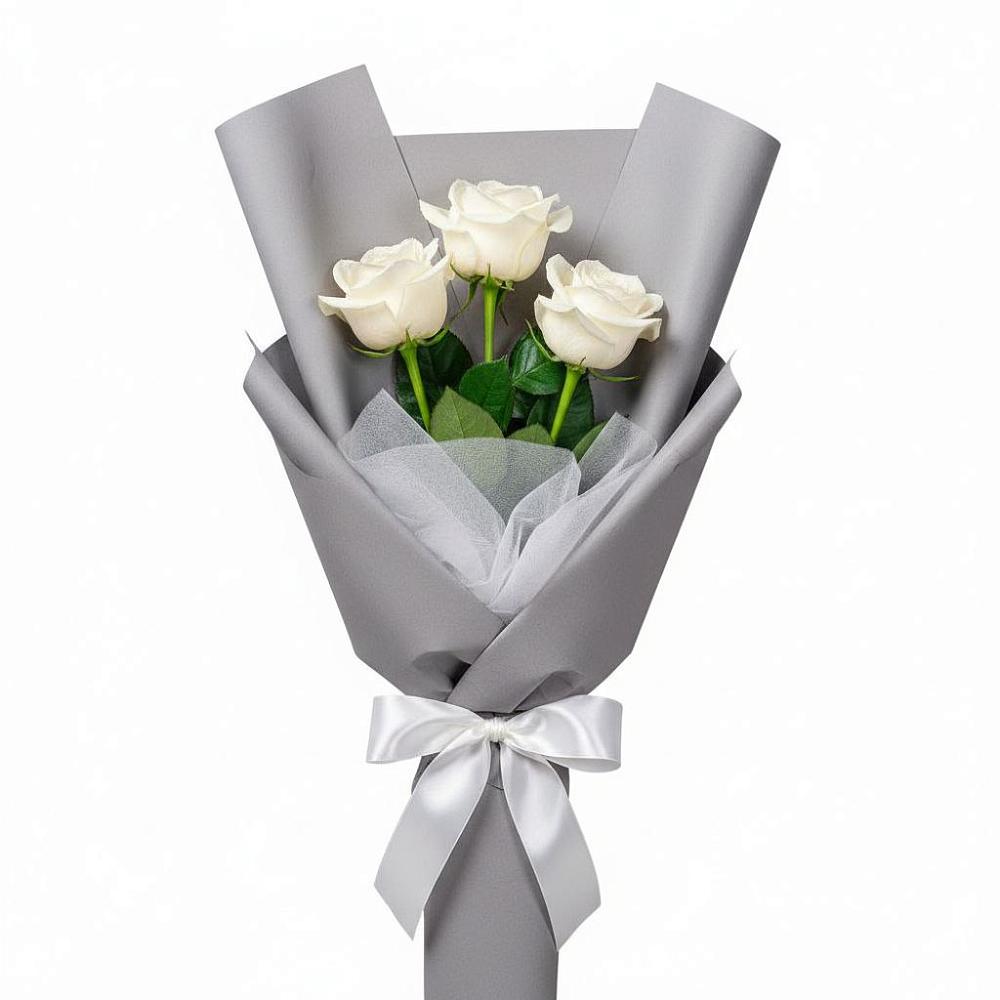 Букет 3 белые розы в Полевском Свердловская область
