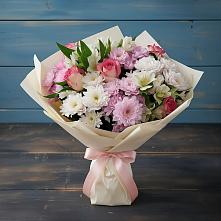 Букет цветов из:  Хризантемы, Альстромерии и Розы в Полевском Свердловская область