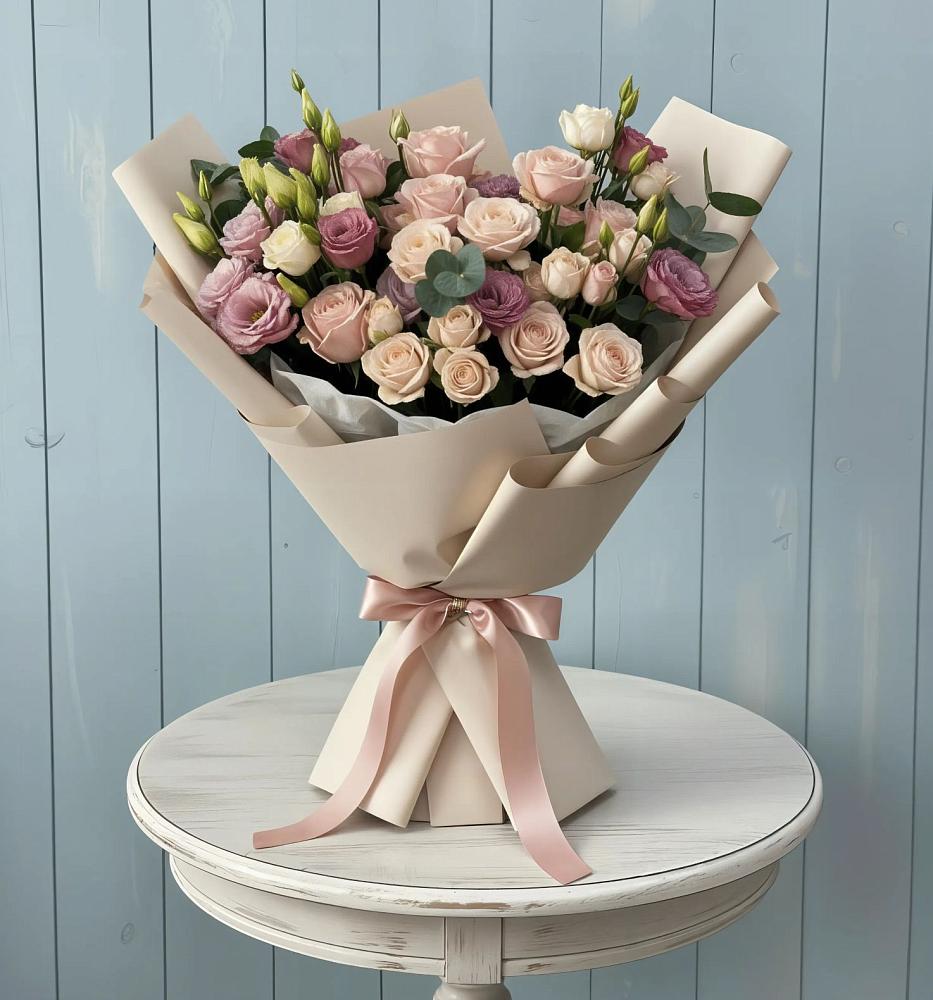 Букет цветов из: Розы и Лизиантусы в Полевском Свердловская область