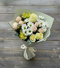 Букет цветов из:  Альстромерии, Розы и Хризантемы в Полевском Свердловская область