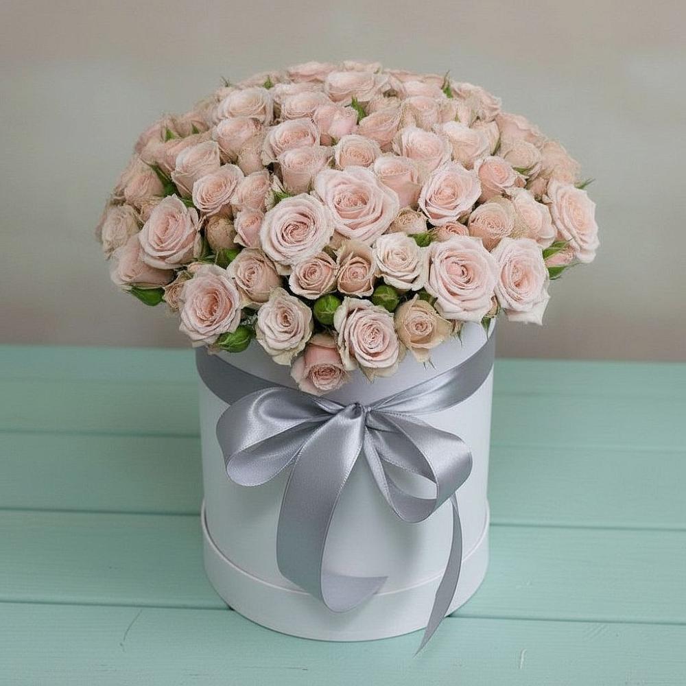 Цветочная композиция из Розы в шляпной коробке в Полевском Свердловская область